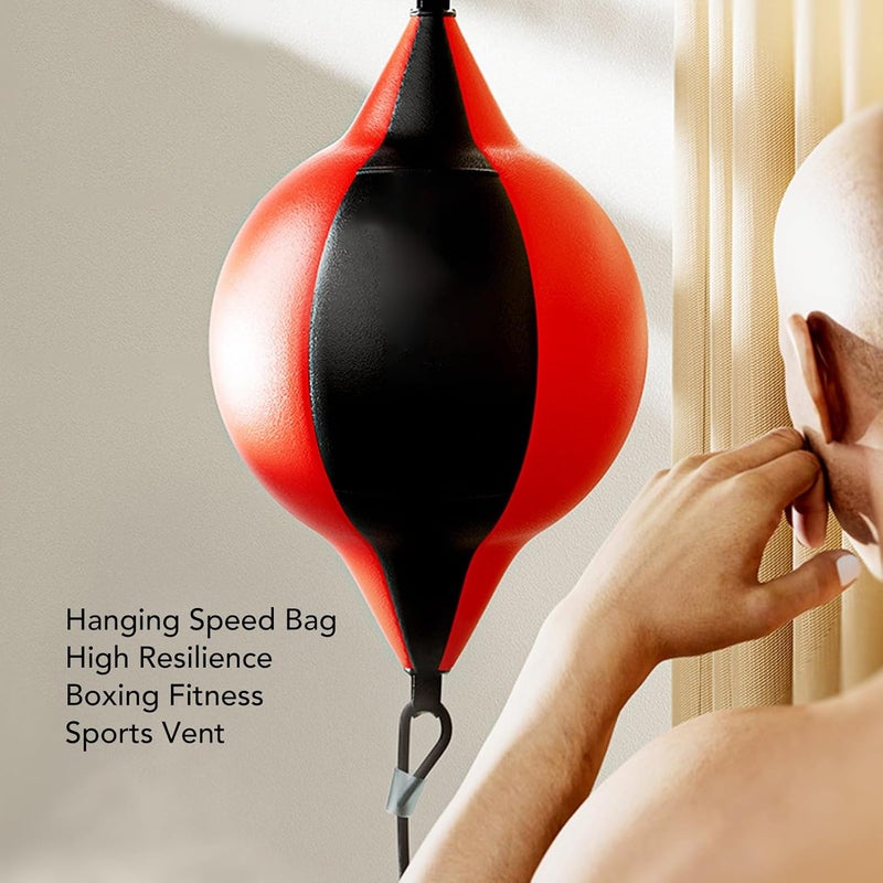 Fockety Double End Striking Punching Bag Kit, PU Leather Double End Boxing Speed Bag with Adjustable Cords, Boxing Ball for, and Hand Eye Coordination Training - Image 3